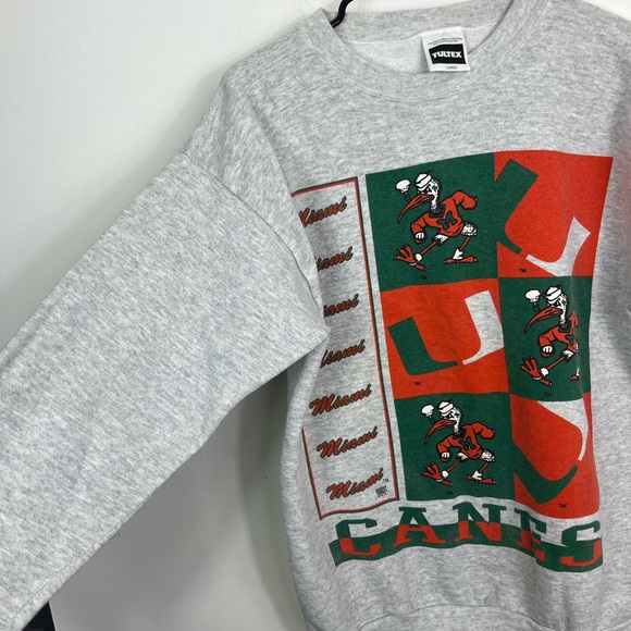 Vintage 90s Miami Canes Tultex Crewneck Sz L - Picture 7 of 9